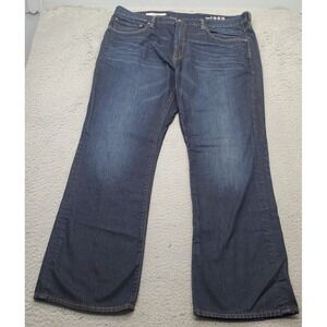 Gap 1969 Bootcut Jeans Mens 38x30 Blue Ringspun Denim Faded Whiskered Stretch